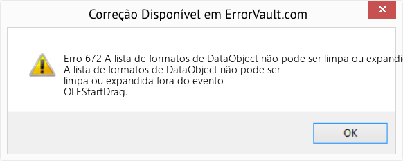 Fix A lista de formatos de DataObject não pode ser limpa ou expandida fora do evento OLEStartDrag (Error Erro 672)