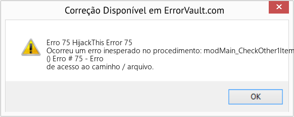 Download Error <?php echo $number; ?> (HijackThis Error 75) Repair Tool Fix HijackThis Error 75 (Error Erro 75)