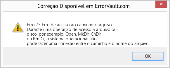 Download Error <?php echo $number; ?> (Erro de acesso ao caminho / arquivo) Repair Tool Fix Erro de acesso ao caminho / arquivo (Error Erro 75)