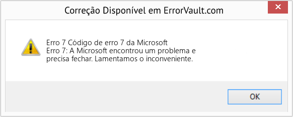 Fix Código de erro 7 da Microsoft (Error Erro 7)