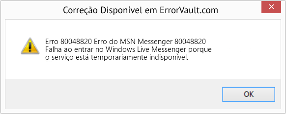 Fix Erro do MSN Messenger 80048820 (Error Erro 80048820)