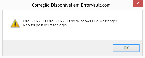 Fix Erro 80072F19 do Windows Live Messenger (Error Erro 80072F19)