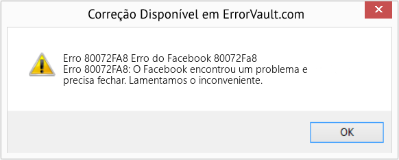 Fix Erro do Facebook 80072Fa8 (Error Erro 80072FA8)