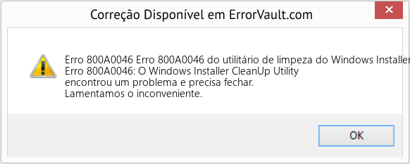 Fix Erro 800A0046 do utilitário de limpeza do Windows Installer (Error Erro 800A0046)