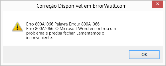Fix Palavra Erreur 800A1066 (Error Erro 800A1066)