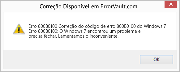 Fix Correção do código de erro 800B0100 do Windows 7 (Error Erro 800B0100)