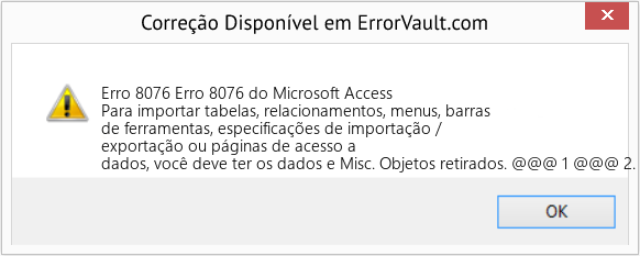Fix Erro 8076 do Microsoft Access (Error Erro 8076)