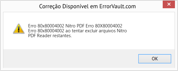 Fix Nitro PDF Erro 80X80004002 (Error Erro 80x80004002)