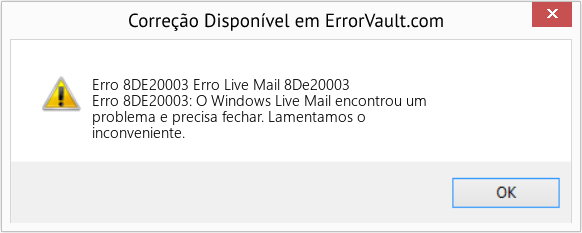 Fix Erro Live Mail 8De20003 (Error Erro 8DE20003)