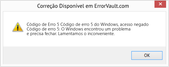 Fix Código de erro 5 do Windows, acesso negado (Error Código de Erro 5)