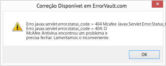 Fix Mcafee Javax.Servlet.Error.Status_Code = 404 (Error Erro javax.servlet.error.status_code = 404)