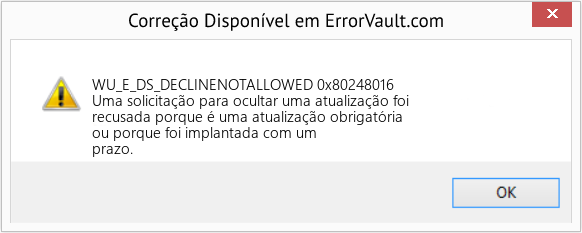 Fix 0x80248016 (Error WU_E_DS_DECLINENOTALLOWED)