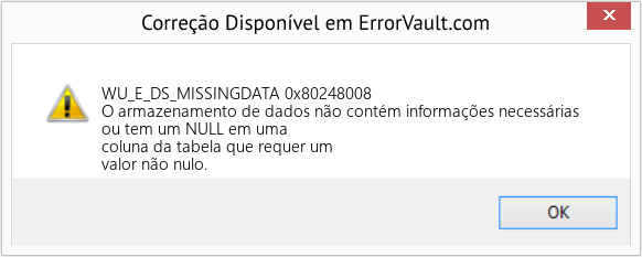 Fix 0x80248008 (Error WU_E_DS_MISSINGDATA)