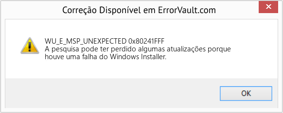 Fix 0x80241FFF (Error WU_E_MSP_UNEXPECTED)