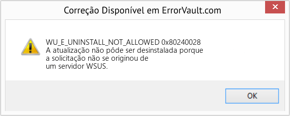 Fix 0x80240028 (Error WU_E_UNINSTALL_NOT_ALLOWED)