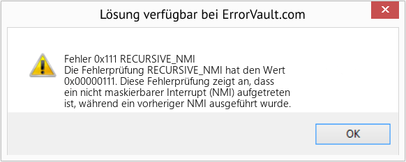 Fix RECURSIVE_NMI (Error Fehler 0x111)