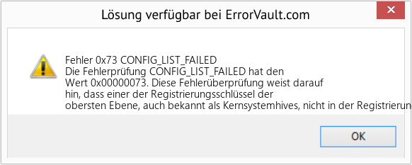 Fix CONFIG_LIST_FAILED (Error Fehler 0x73)