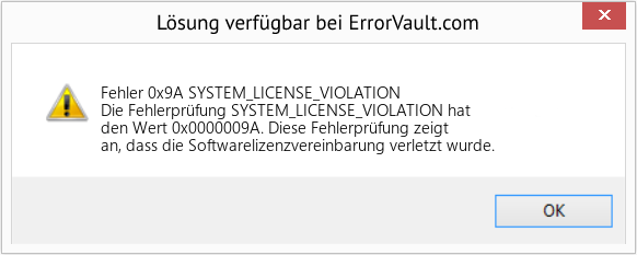 Fix SYSTEM_LICENSE_VIOLATION (Error Fehler 0x9A)