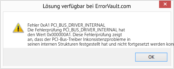 Fix PCI_BUS_DRIVER_INTERNAL (Error Fehler 0xA1)