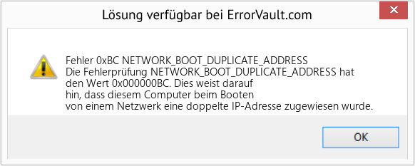 Fix NETWORK_BOOT_DUPLICATE_ADDRESS (Error Fehler 0xBC)