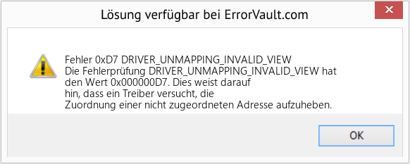 Fix DRIVER_UNMAPPING_INVALID_VIEW (Error Fehler 0xD7)