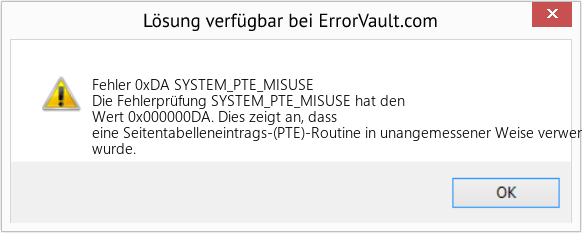 Fix SYSTEM_PTE_MISUSE (Error Fehler 0xDA)