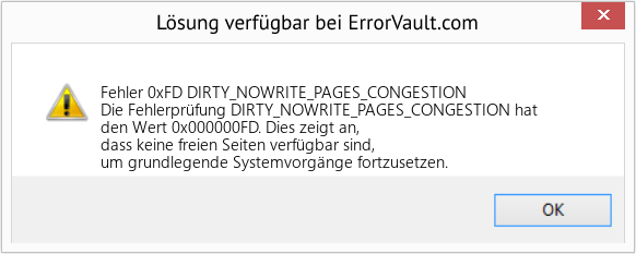 Fix DIRTY_NOWRITE_PAGES_CONGESTION (Error Fehler 0xFD)
