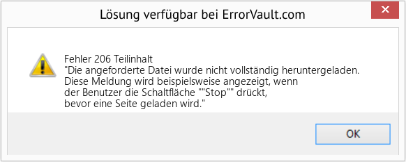 Fix Teilinhalt (Error Fehler 206)
