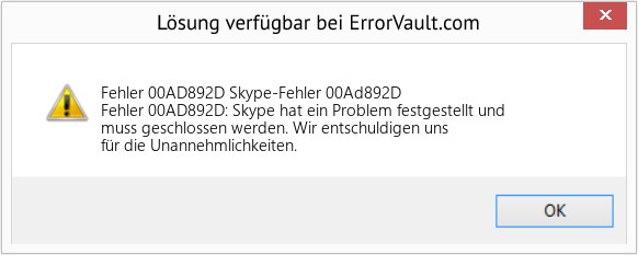 Fix Skype-Fehler 00Ad892D (Error Fehler 00AD892D)