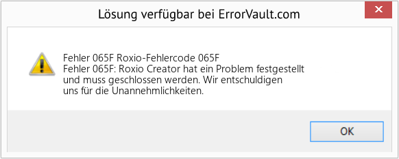 Fix Roxio-Fehlercode 065F (Error Fehler 065F)