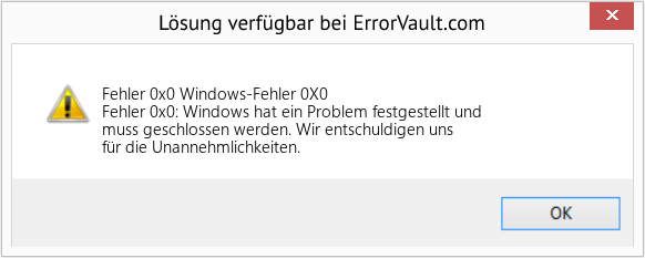 Fix Windows-Fehler 0X0 (Error Fehler 0x0)
