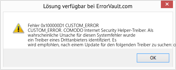 Download Error <?php echo $number; ?> (CUSTOM_ERROR) Repair Tool Fix CUSTOM_ERROR (Error Fehler 0x100000D1)