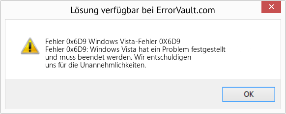 Fix Windows Vista-Fehler 0X6D9 (Error Fehler 0x6D9)