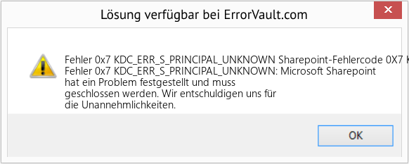 Fix Sharepoint-Fehlercode 0X7 Kdc_Err_S_Principal_Unknown (Error Fehler 0x7 KDC_ERR_S_PRINCIPAL_UNKNOWN)