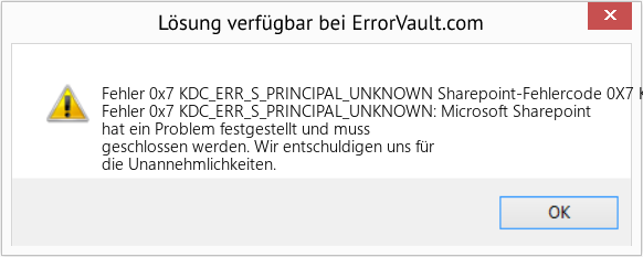 Download Error <?php echo $number; ?> (Sharepoint-Fehlercode 0X7 Kdc_Err_S_Principal_Unknown) Repair Tool Fix Sharepoint-Fehlercode 0X7 Kdc_Err_S_Principal_Unknown (Error Fehler 0x7 KDC_ERR_S_PRINCIPAL_UNKNOWN)