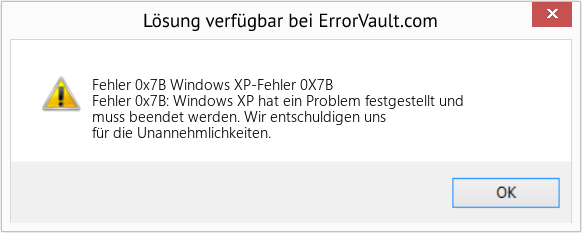 Fix Windows XP-Fehler 0X7B (Error Fehler 0x7B)