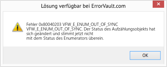 Fix VFW_E_ENUM_OUT_OF_SYNC (Error Fehler 0x80040203)