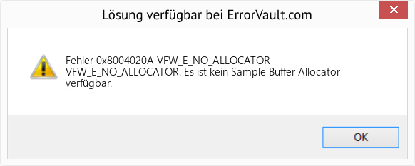 Download Error <?php echo $number; ?> (VFW_E_NO_ALLOCATOR) Repair Tool Fix VFW_E_NO_ALLOCATOR (Error Fehler 0x8004020A)