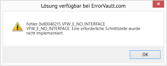 Fix VFW_E_NO_INTERFACE (Error Fehler 0x80040215)