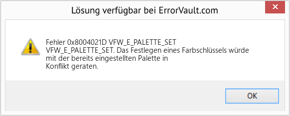 Fix VFW_E_PALETTE_SET (Error Fehler 0x8004021D)