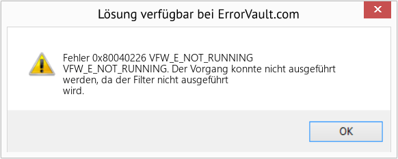 Download Error <?php echo $number; ?> (VFW_E_NOT_RUNNING) Repair Tool Fix VFW_E_NOT_RUNNING (Error Fehler 0x80040226)