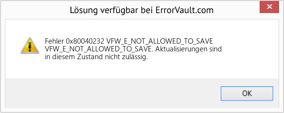 Download Error <?php echo $number; ?> (VFW_E_NOT_ALLOWED_TO_SAVE) Repair Tool Fix VFW_E_NOT_ALLOWED_TO_SAVE (Error Fehler 0x80040232)