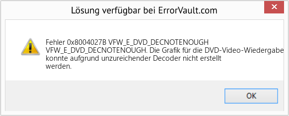 Fix VFW_E_DVD_DECNOTENOUGH (Error Fehler 0x8004027B)