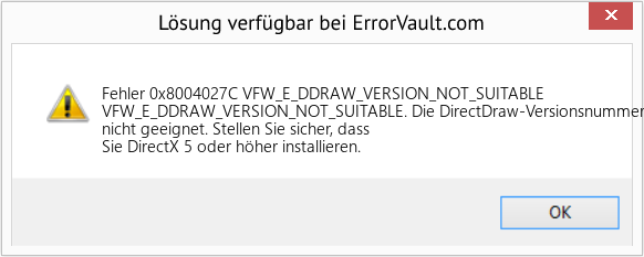 Download Error <?php echo $number; ?> (VFW_E_DDRAW_VERSION_NOT_SUITABLE) Repair Tool Fix VFW_E_DDRAW_VERSION_NOT_SUITABLE (Error Fehler 0x8004027C)