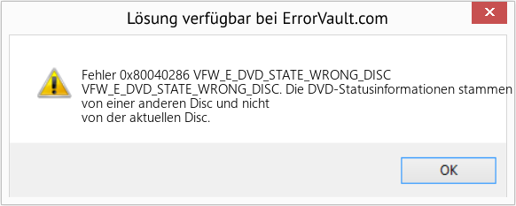 Download Error <?php echo $number; ?> (VFW_E_DVD_STATE_WRONG_DISC) Repair Tool Fix VFW_E_DVD_STATE_WRONG_DISC (Error Fehler 0x80040286)