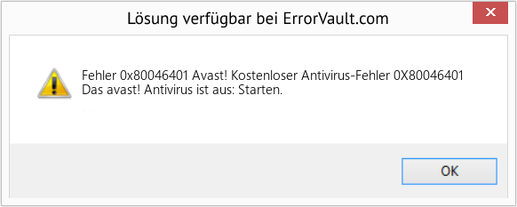 Fix Avast! Kostenloser Antivirus-Fehler 0X80046401 (Error Fehler 0x80046401)