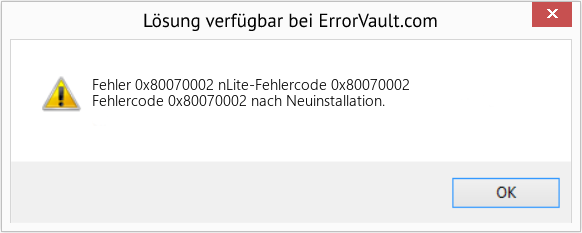 Fix nLite-Fehlercode 0x80070002 (Error Fehler 0x80070002)