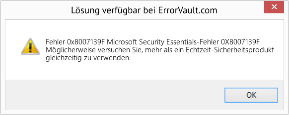 Fix Microsoft Security Essentials-Fehler 0X8007139F (Error Fehler 0x8007139F)
