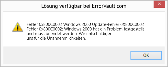 Download Error <?php echo $number; ?> (Windows 2000 Update-Fehler 0X800C0002) Repair Tool Fix Windows 2000 Update-Fehler 0X800C0002 (Error Fehler 0x800C0002)