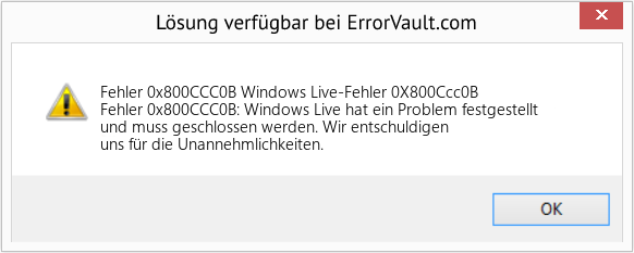 Fix Windows Live-Fehler 0X800Ccc0B (Error Fehler 0x800CCC0B)
